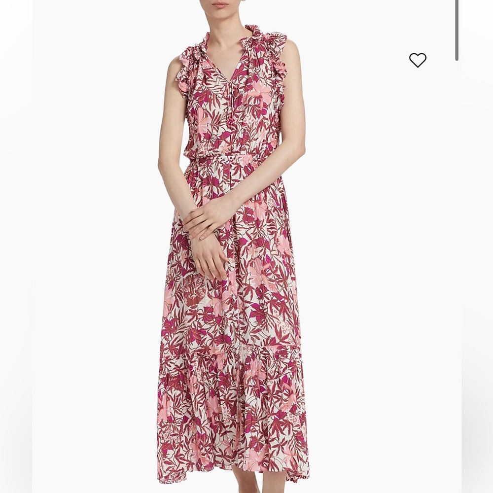 Poupette St Barth Belene Leafy Ruffle Maxi Dress Size XS $450